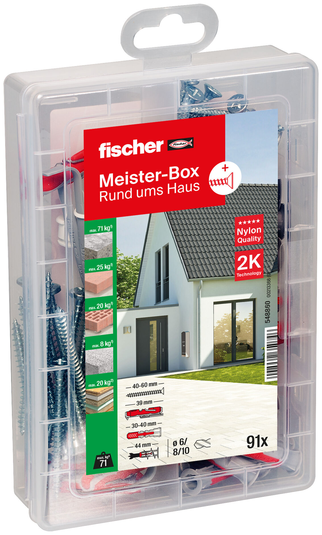 Produktbild: "fischer Meister-Box Rund ums Haus + Schrauben (91 Teile)"