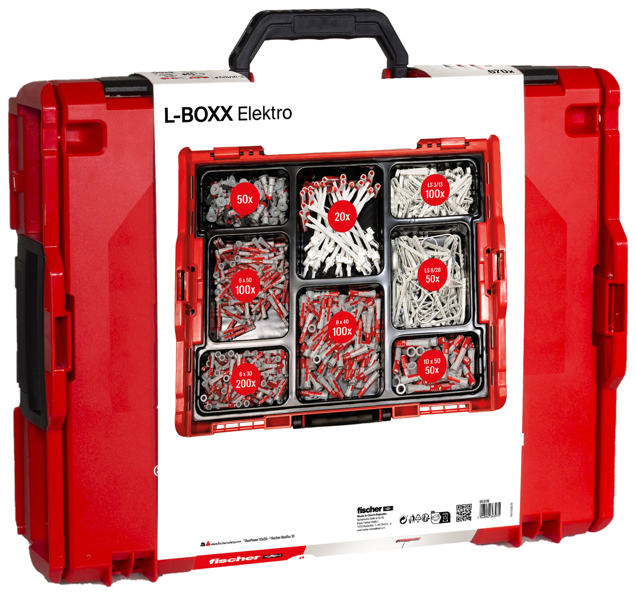 Verpackung: "fischer L-BOXX 102 Elektro (670 Teile)"