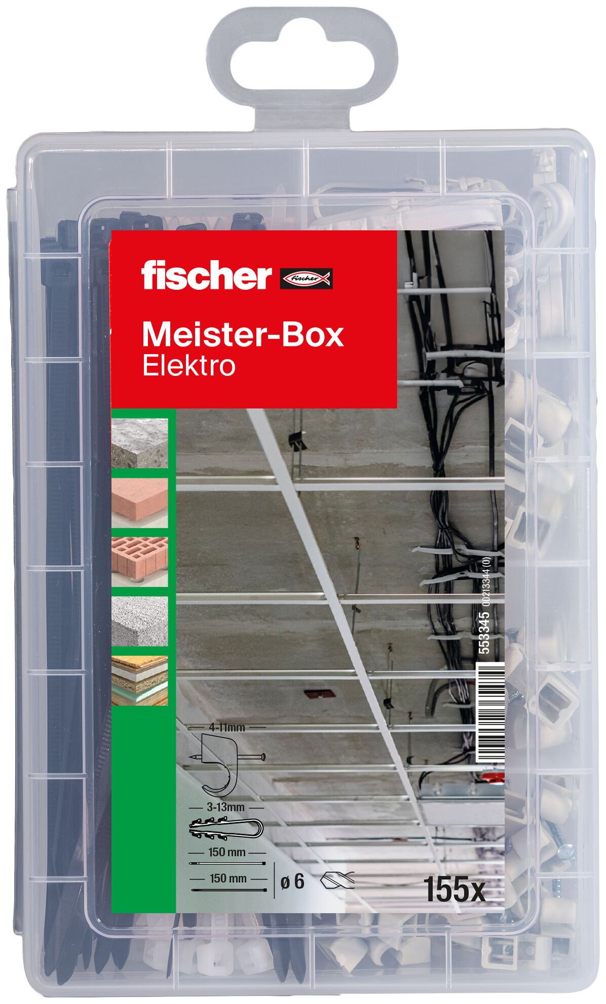 Verpackung: "fischer Meister-Box Elektro (155 Teile)"
