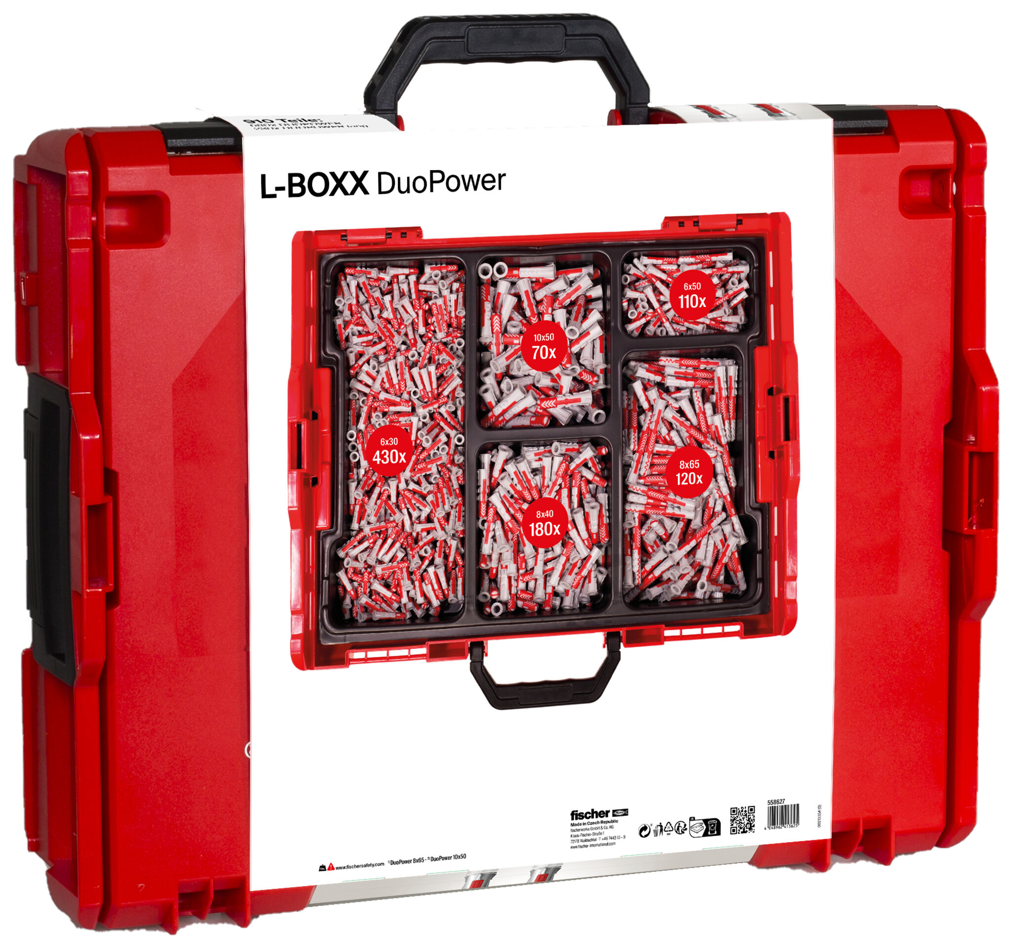 Verpackung: "fischer L-BOXX 102 DuoPower (910 Teile)"