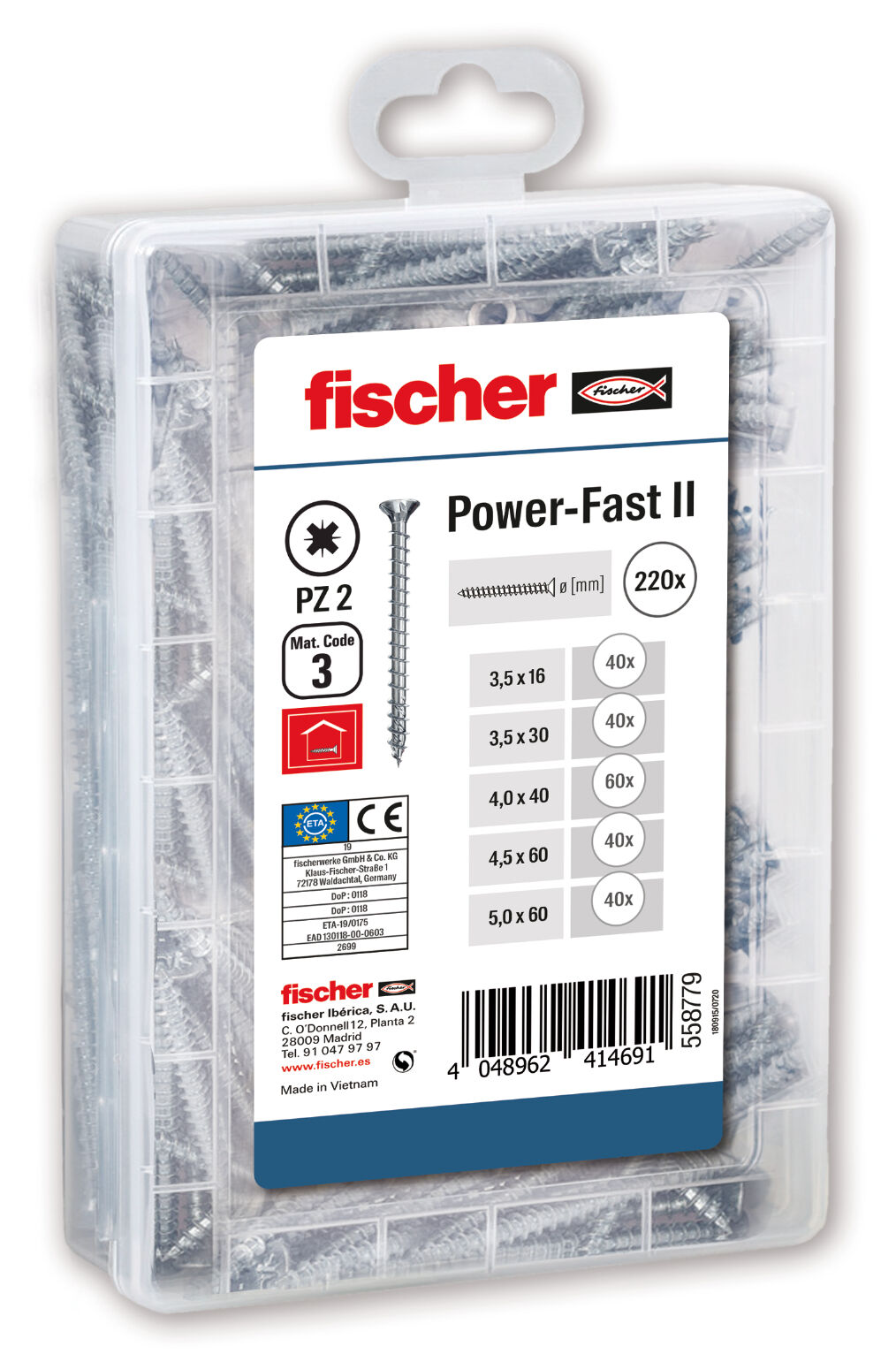 Product Picture: "Maletín con surtido de tornillos fischer PowerFast II Meister-Box (200 uds.)"