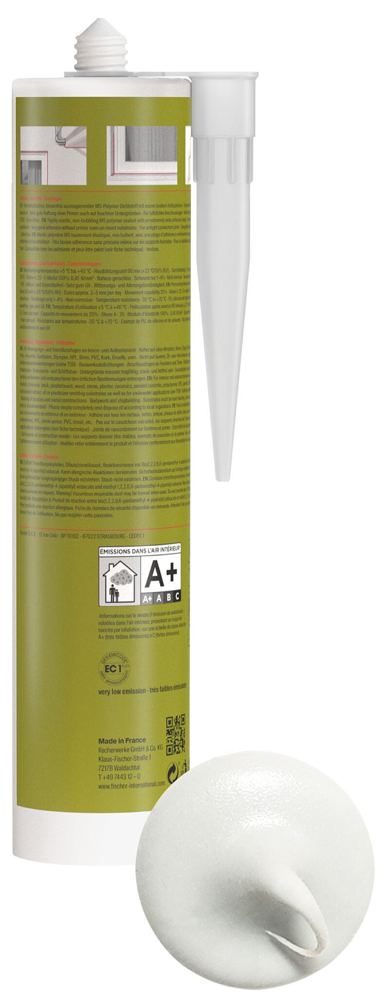 Produktbild: "fischer Hybrid-Dichtstoff Hochflexibel & überstreichbar Flex MS weiß 290 ml"