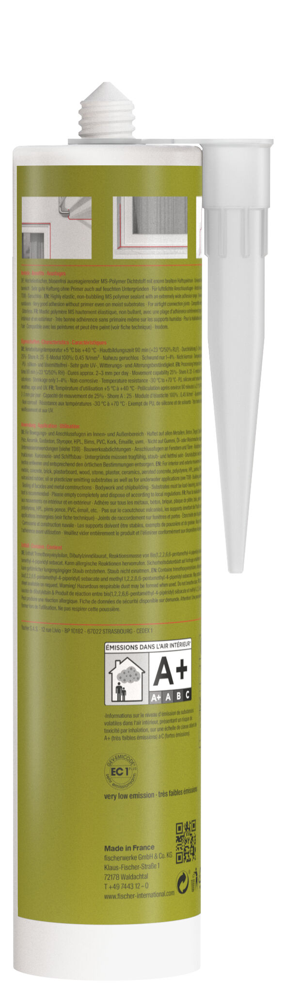 Packaging: "fischer Hybrid sealant High flexible & overpaintable Flex MS grey 290 ml"