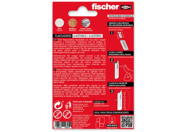 Packaging: "fischer Expositor de pared Fijacuadros Ajustable 40 Blisters"