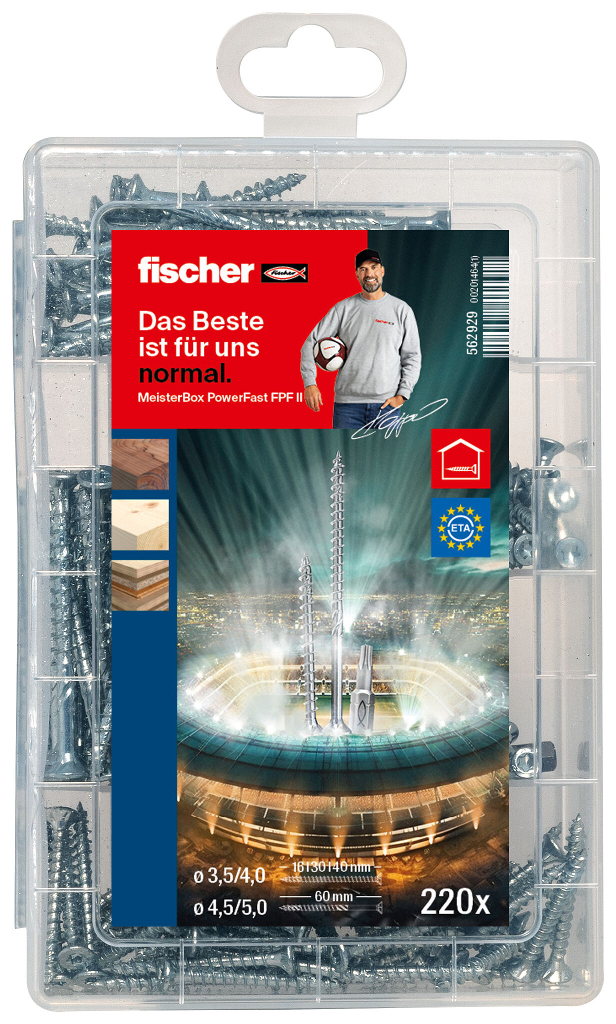 Confezione: "Profi-Box Viti PowerFast II CTF/CTP 220 pz. + 2 Bit"