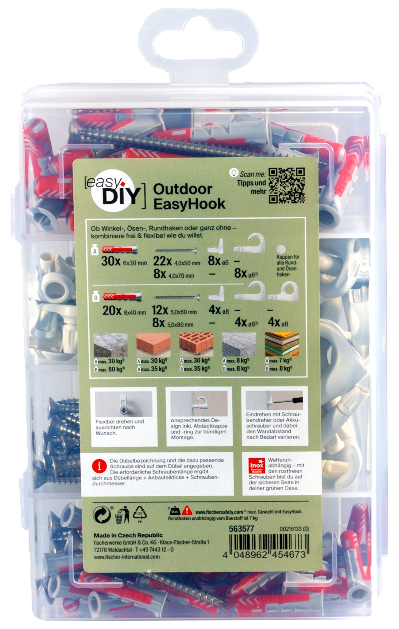 Packaging: "fischer Profi-Box DuoPower + EasyHook + vidalar A2"