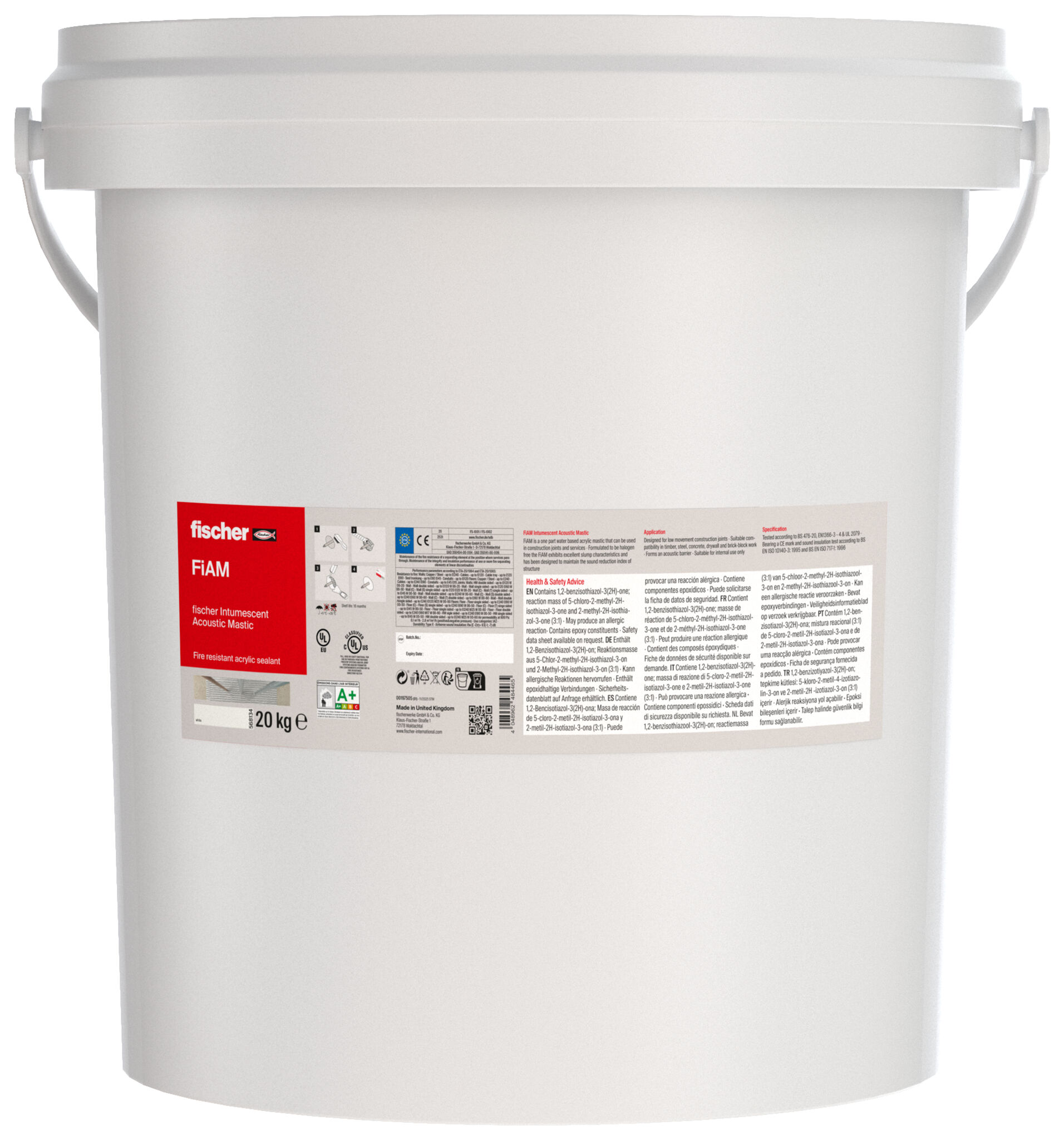 Product Picture: "fischer Intumescent Acoustic Mastic FiAM 20 kg bucket"