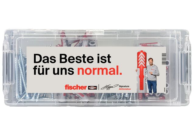 Verpackung: "fischer "Klopp Signature" Aktionsbox DuoPower + Schraube"