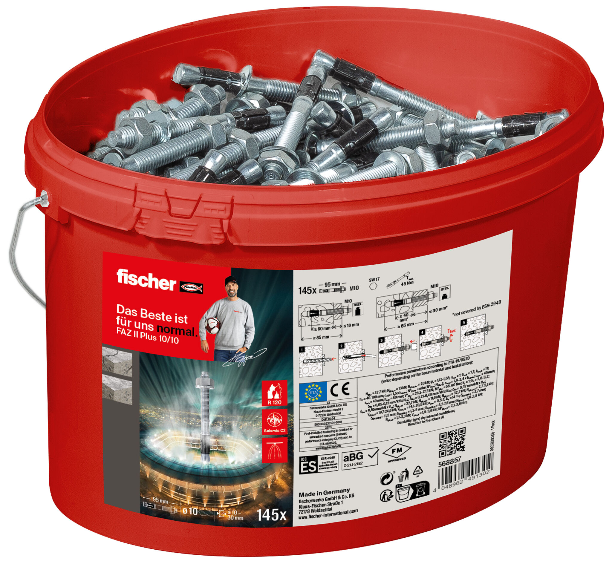 Product Picture: "fischer bolt anchor FAZ II Plus 10/10 bucket"