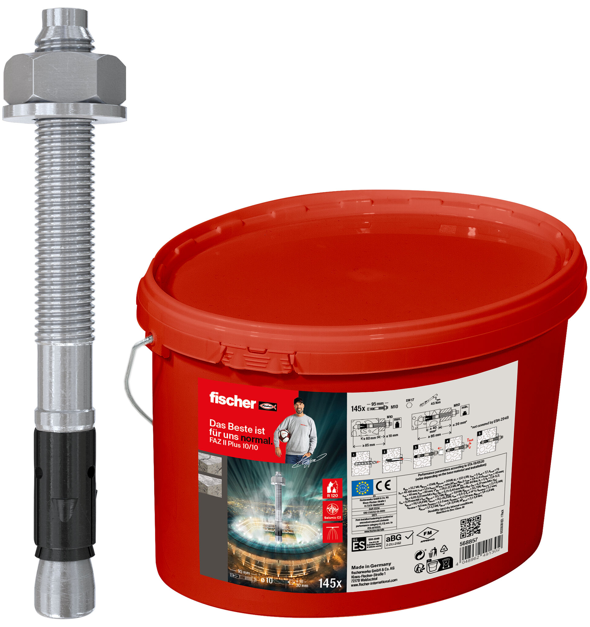 Product Picture: "fischer bolt anchor FAZ II Plus 10/10 bucket"