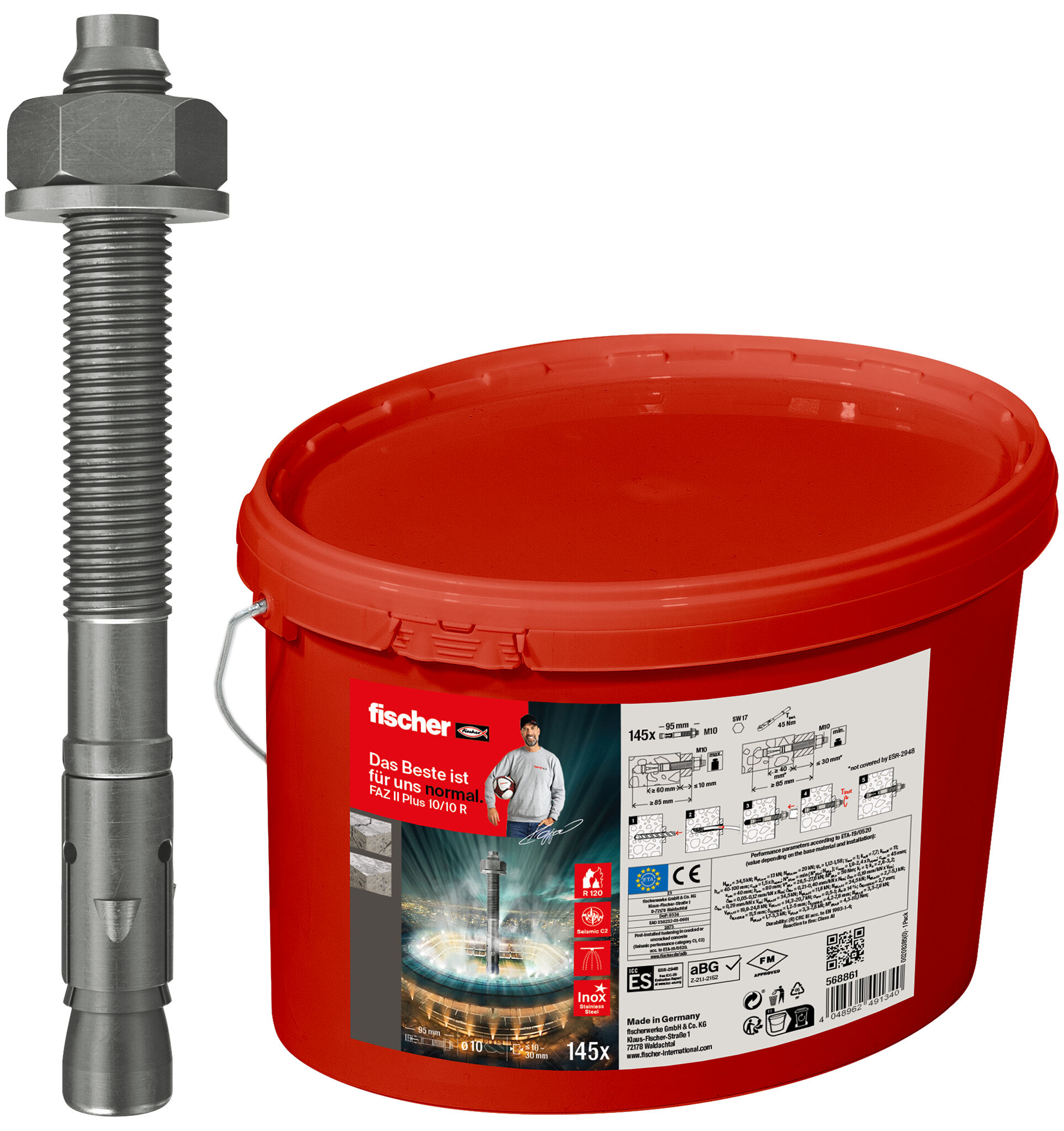 Product Picture: "fischer bolt anchor FAZ II Plus 10/10 R bucket"