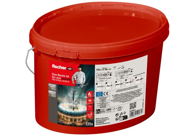Verpackung: "fischer Bolzenanker FAZ II Plus 10/20 R, nichtrostender Stahl, im Eimer"