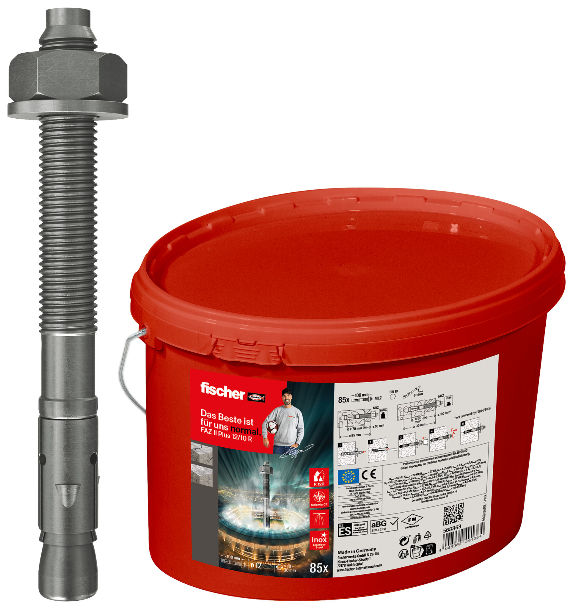 Produktbild: "fischer Bolzenanker FAZ II Plus 12/10 R im Eimer"