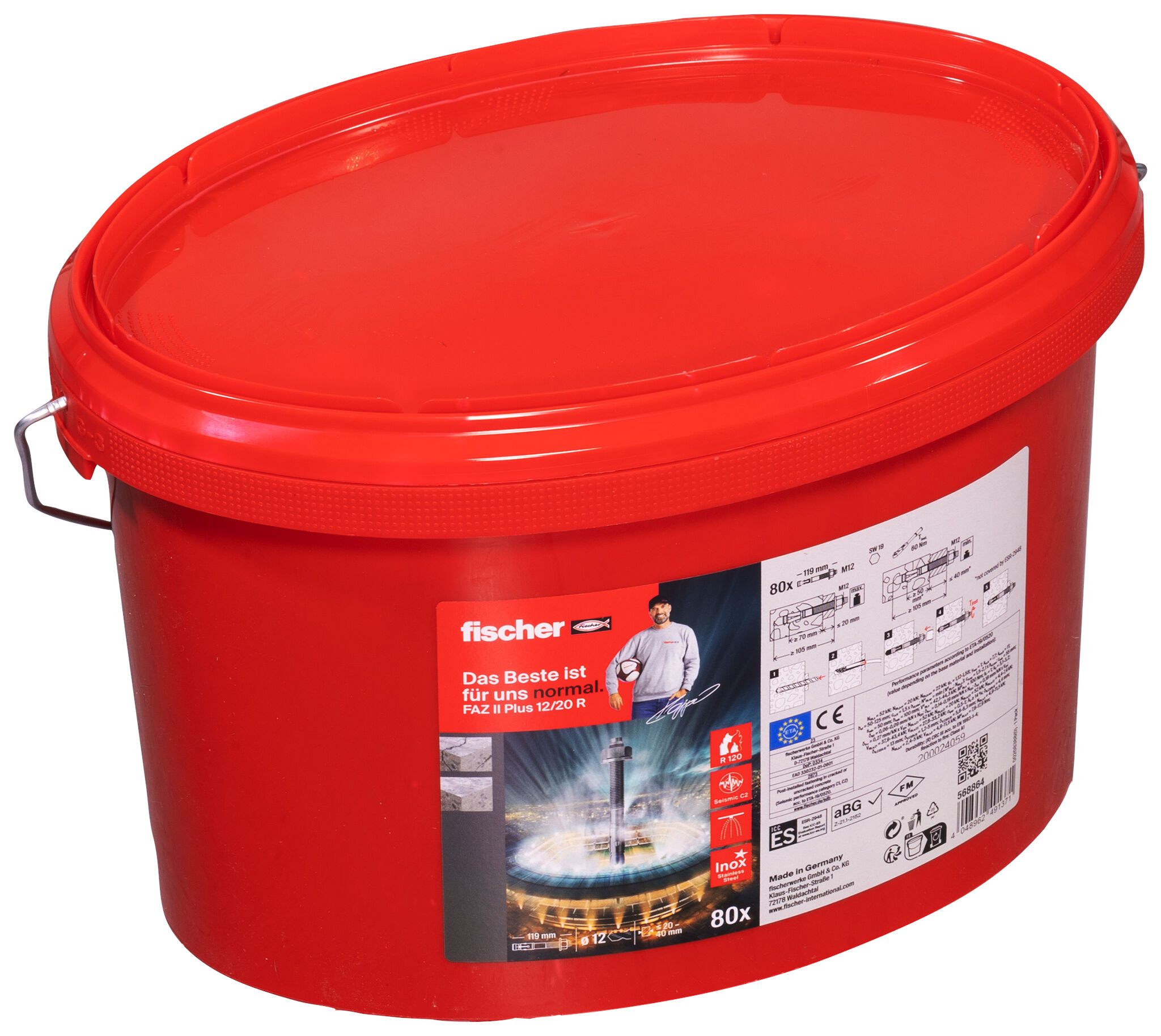 Packaging: "내진 인증 스터드 앵커 FAZ II Plus 12/20 R 버켓 포장"