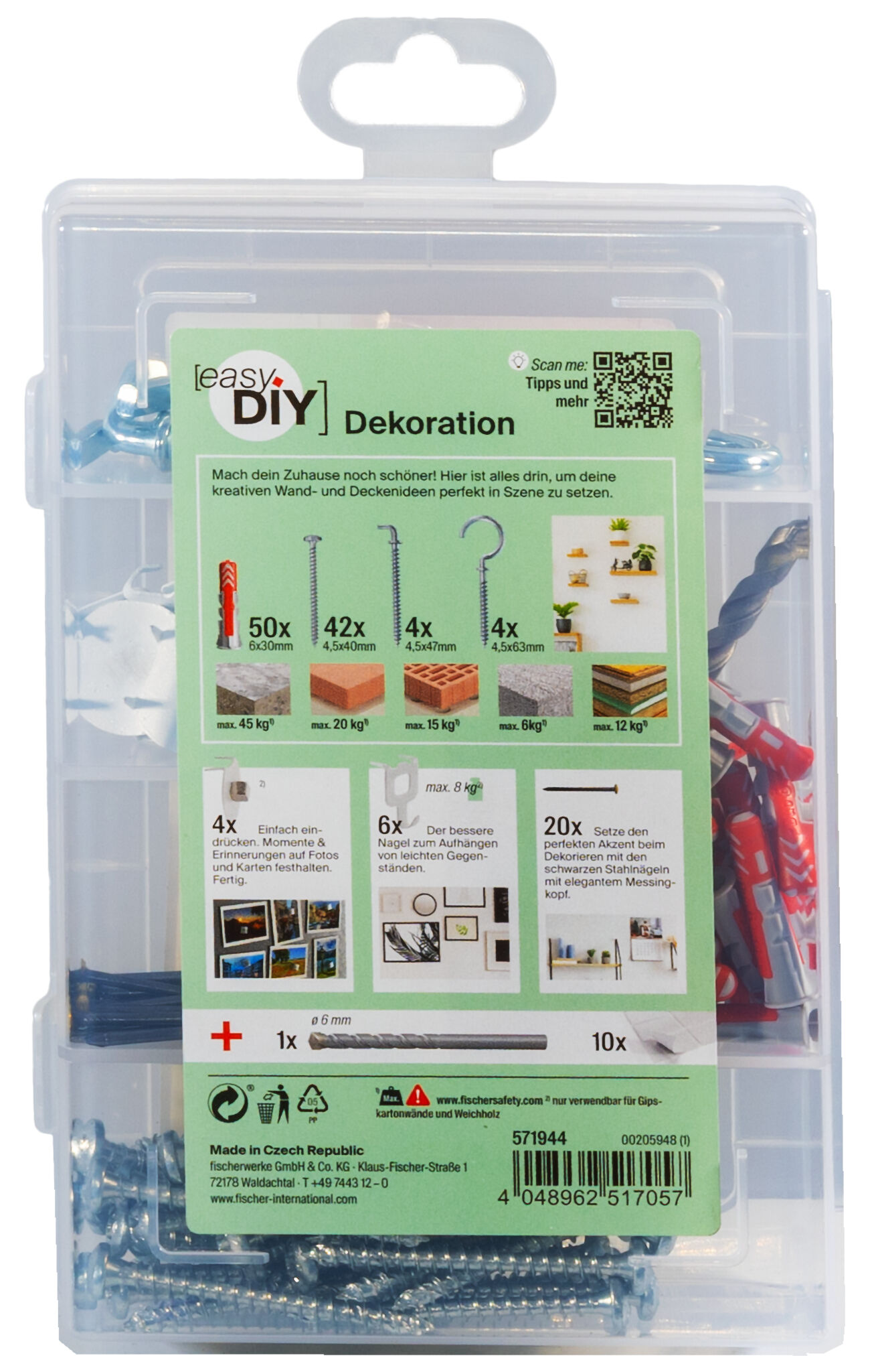 Verpackung: "fischer EasyDIY Box Dekoration (141 Teile)"