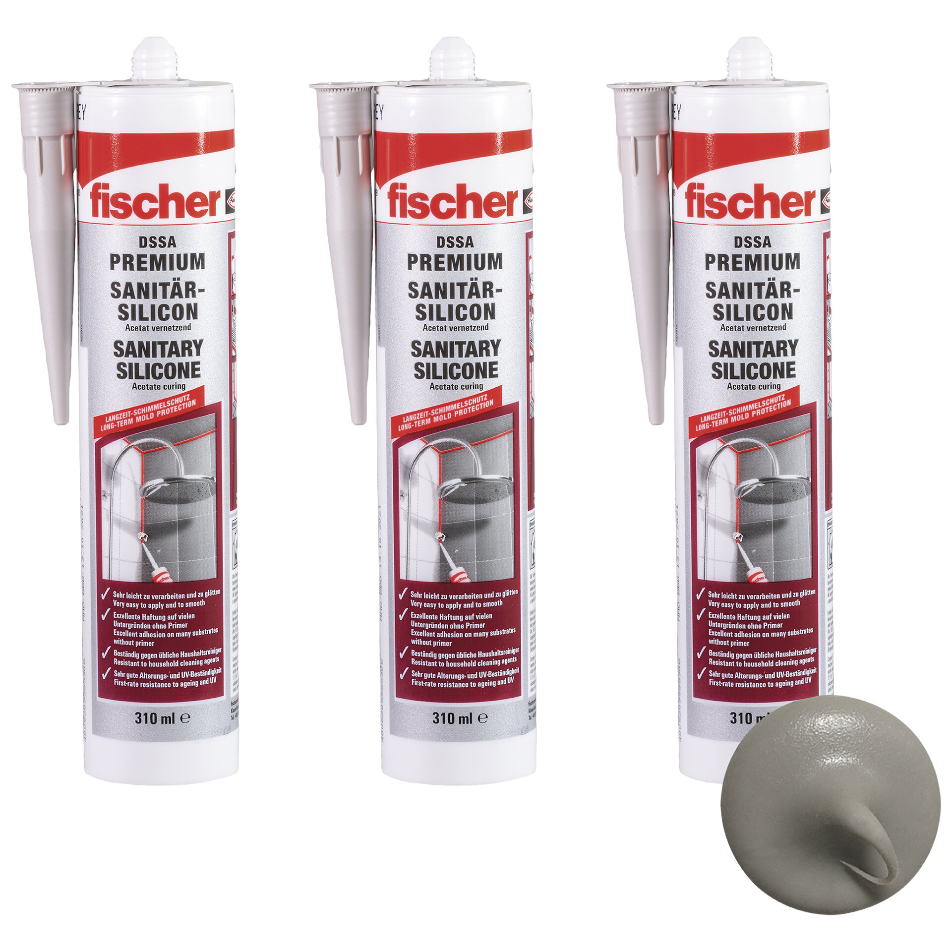 Produktbild: "fischer Sanitärsilikon DSSA 310 ml, Dreierset"