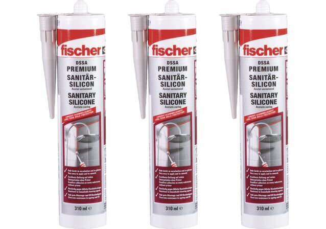 Produktbild: "fischer Sanitärsilikon DSSA 310 ml, Dreierset"