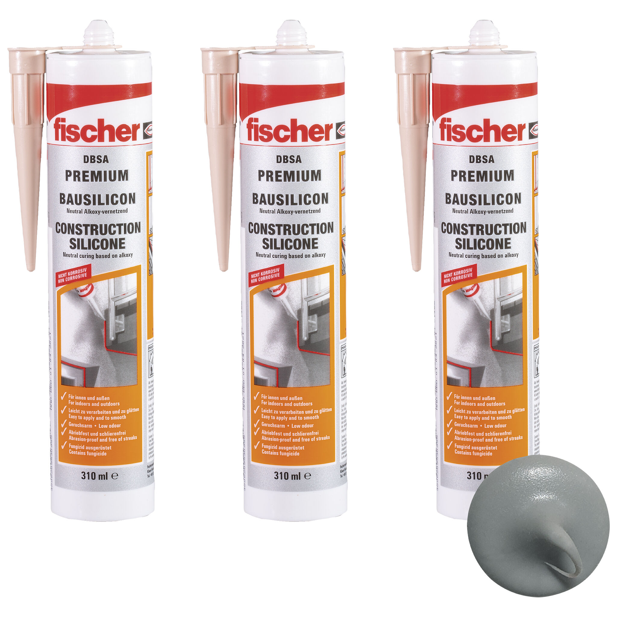 Produktbild: "fischer Bausilikon DBSA betongrau 310 ml, Dreierset"