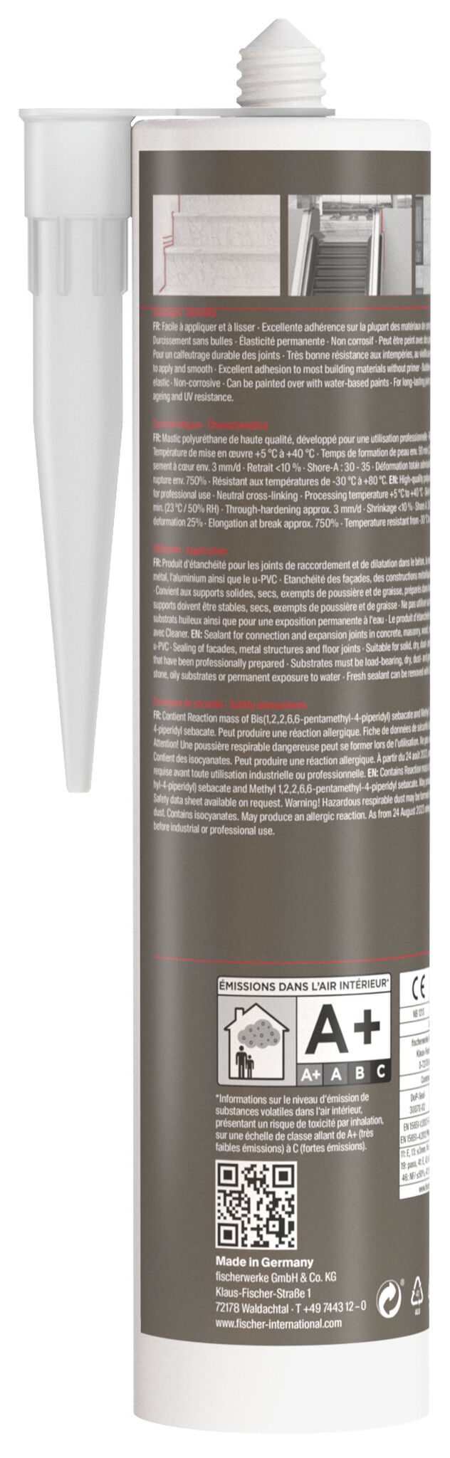 Product Picture: "fischer polyurethane sealant Construction PU white 300 ml"