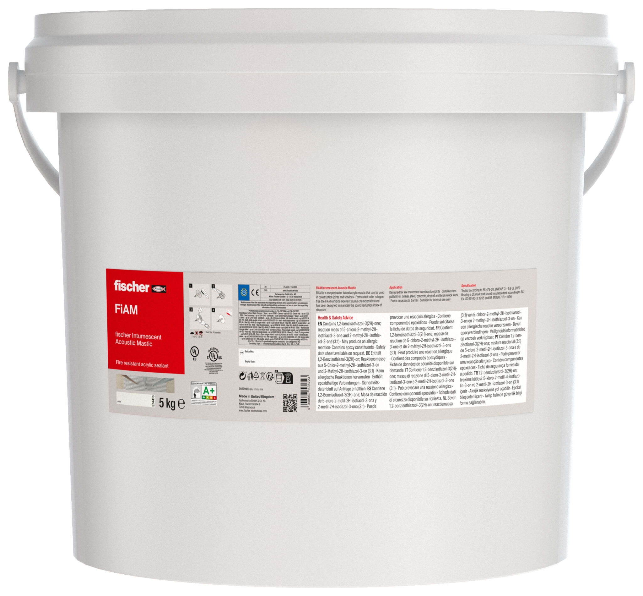 Product Picture: "fischer Intumescent Acoustic Mastic FiAM 5 kg bucket"