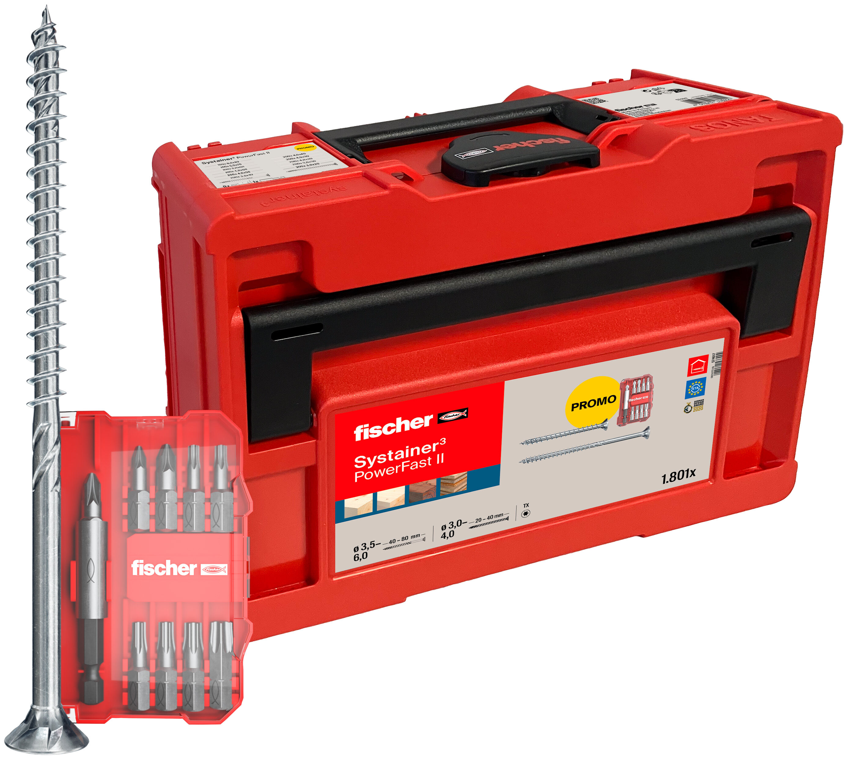 Obrázek výrobku: "Tanos-Box s vruty do dřeva fischer PowerFast II vč. sady ProfiBitů"