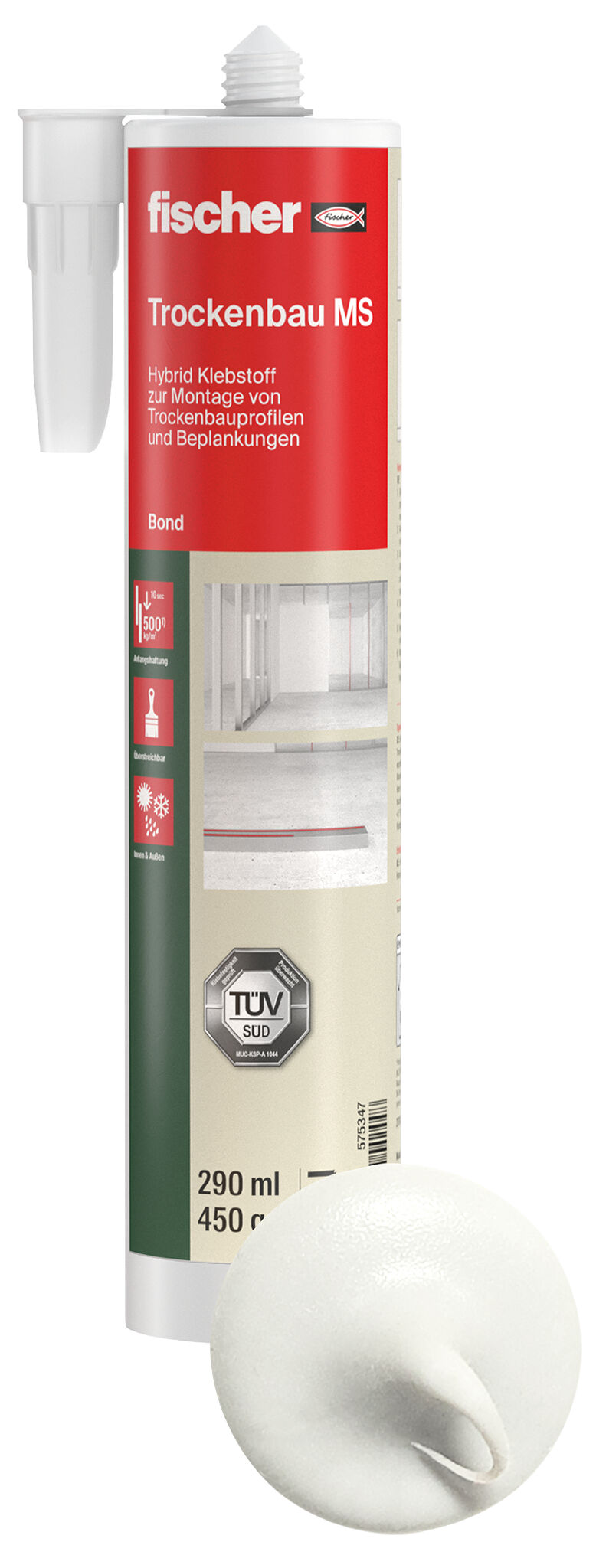 Produktbild: "fischer Hybrid-Klebstoff Trockenbau MS"