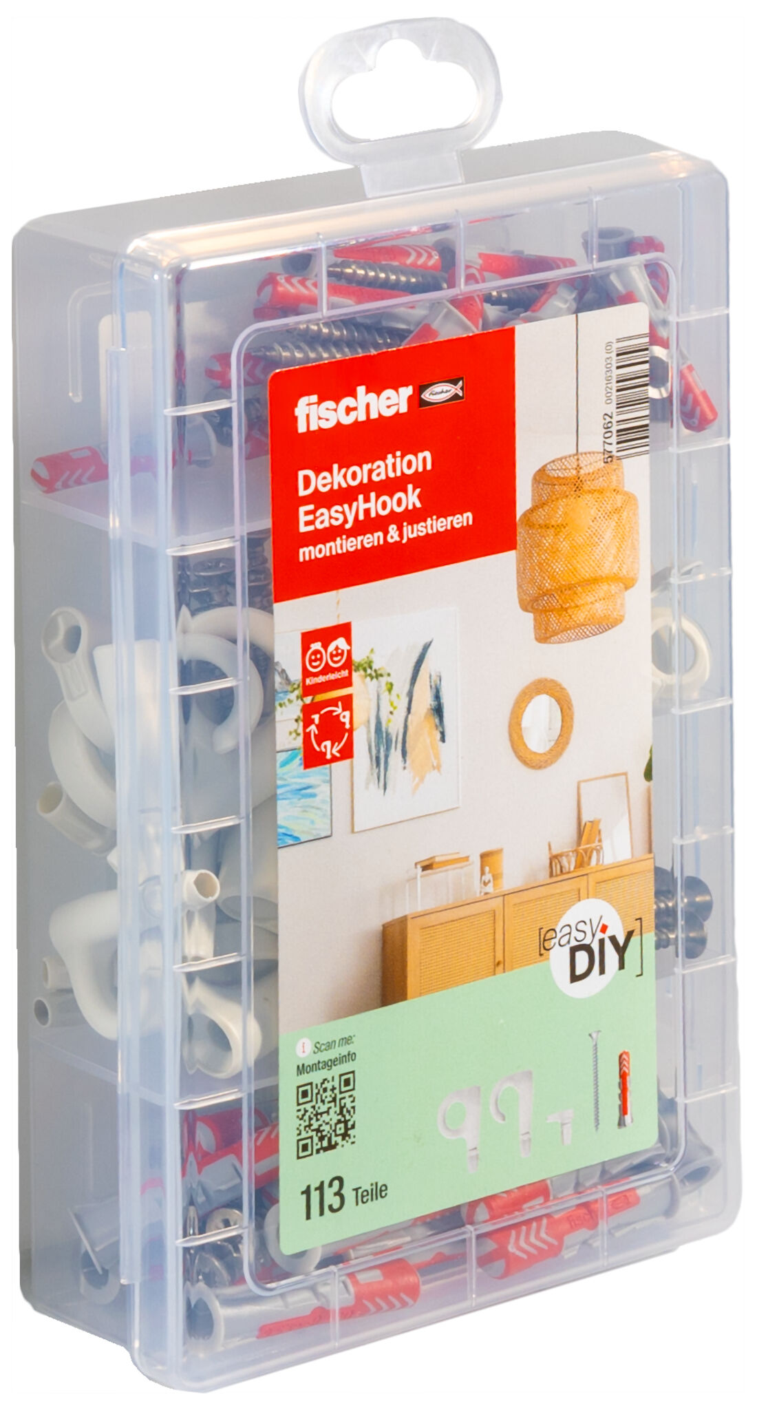 Produktbild: "fischer EasyDIY Box Dekoration EasyHook + Schraube (113 Teile)"