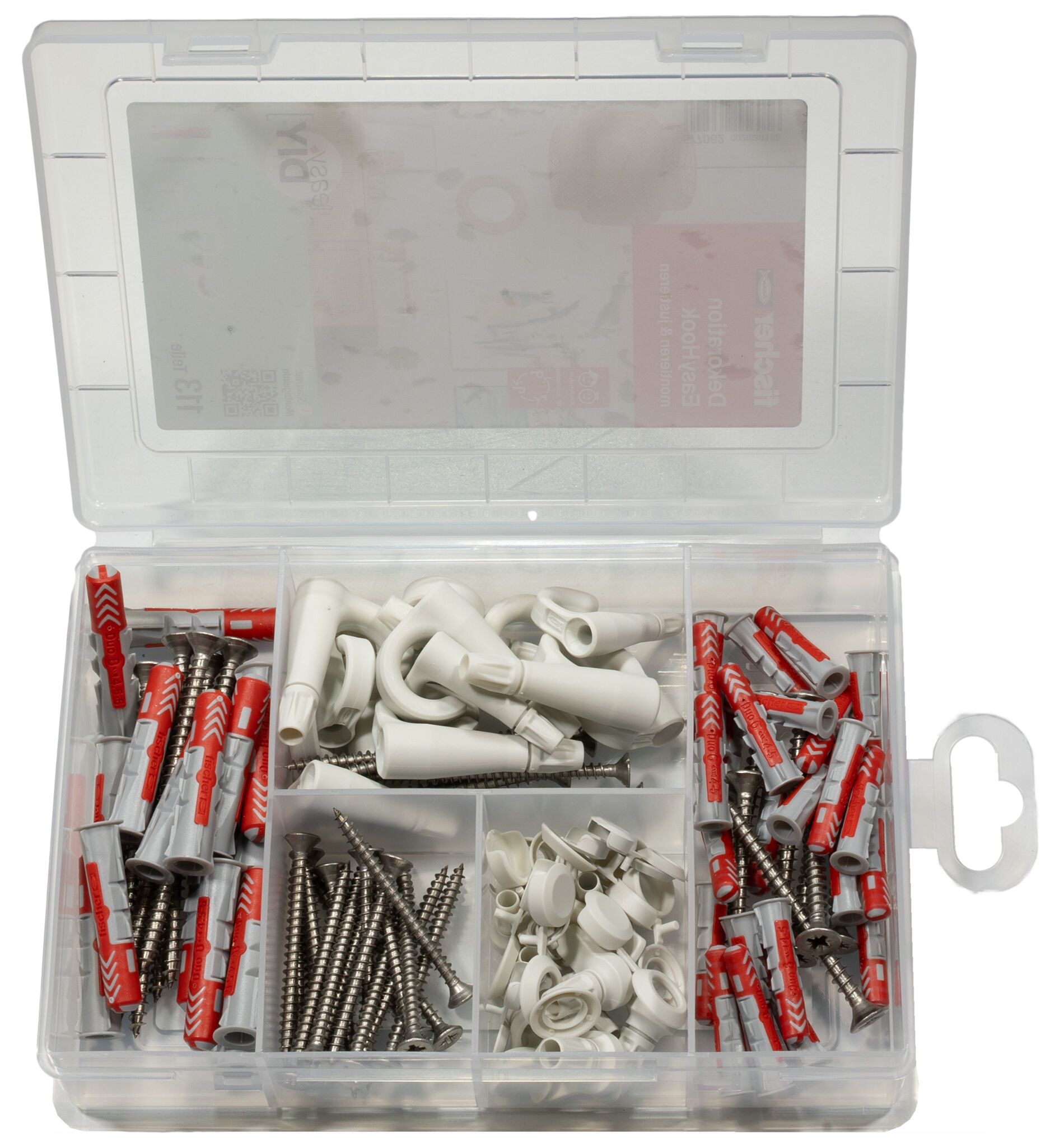 Produktbild: "fischer EasyDIY Box Dekoration EasyHook + Schraube (113 Teile)"