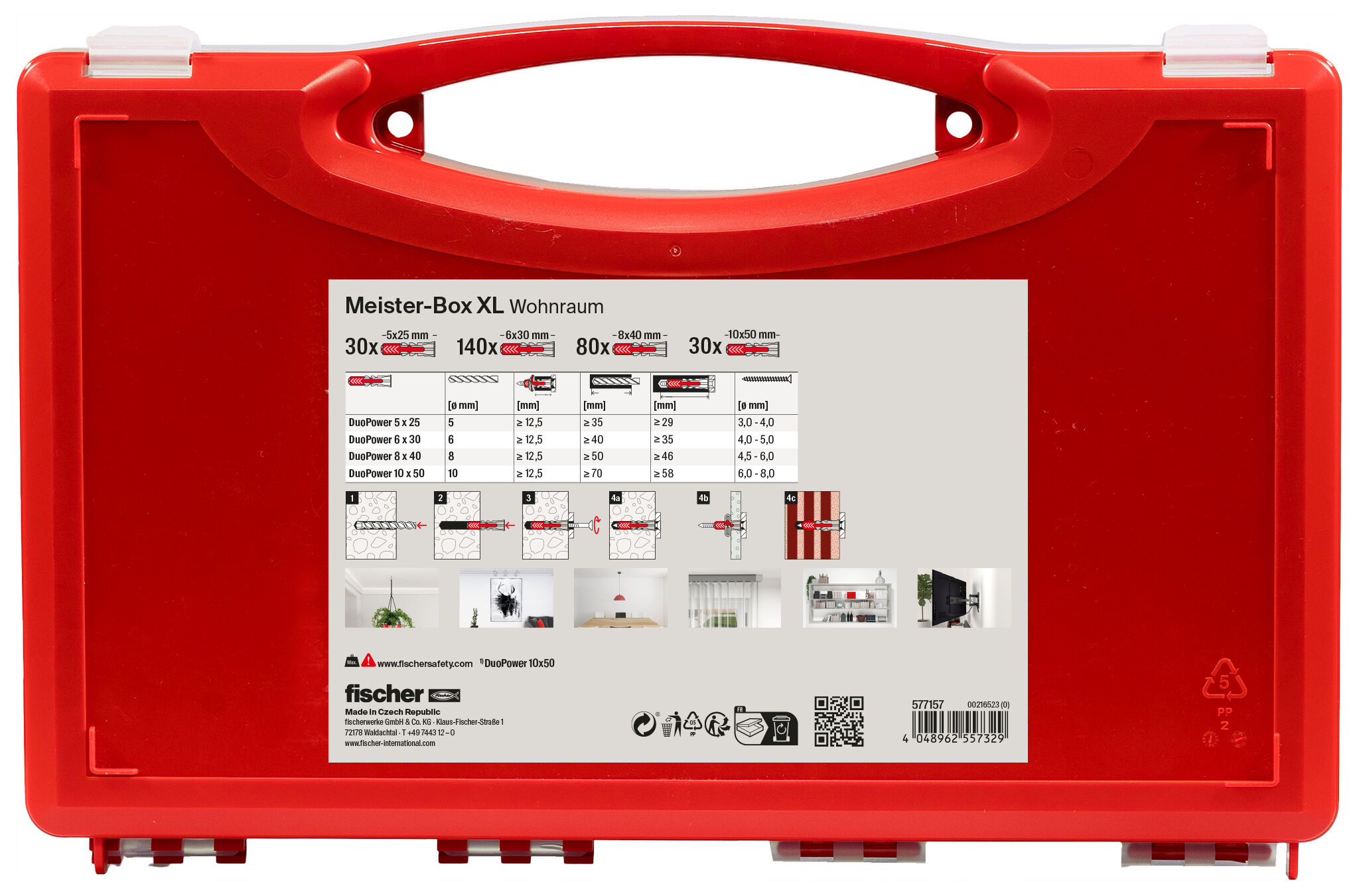 Verpackung: "fischer Meister-Box XL Wohnraum (280 Teile)"