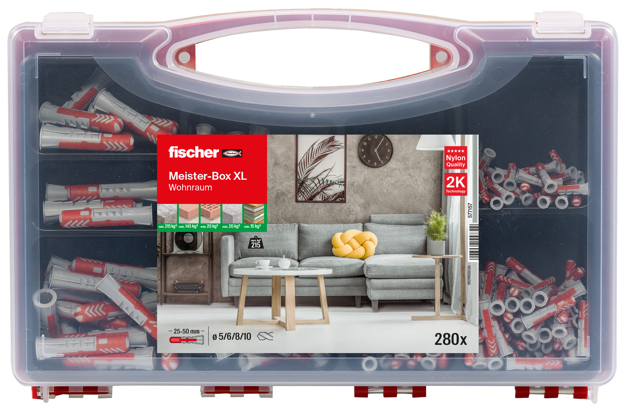 Verpackung: "fischer Meister-Box XL Wohnraum (280 Teile)"