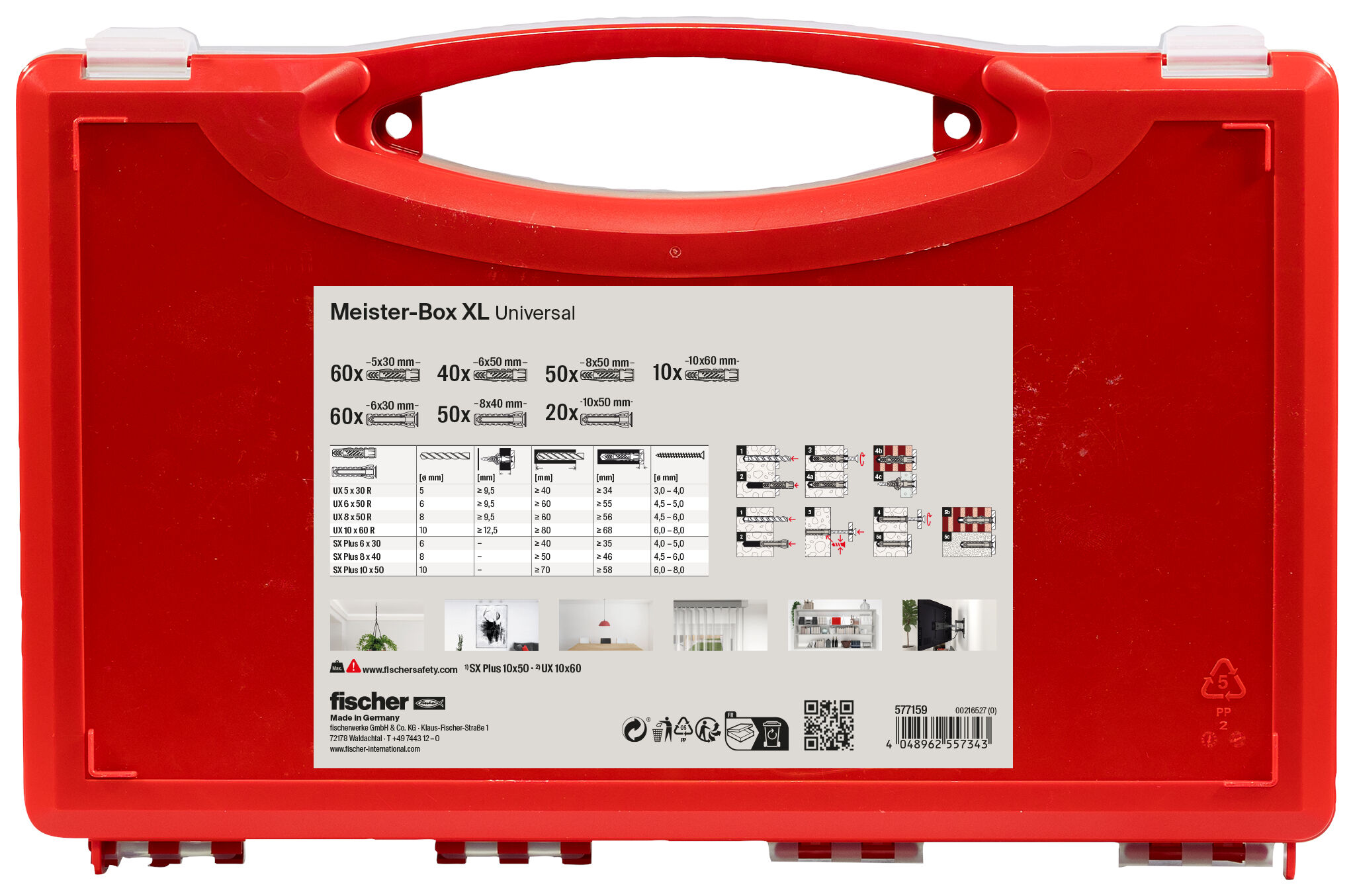 Verpackung: "fischer Meister-Box XL Universal (290 Teile)"