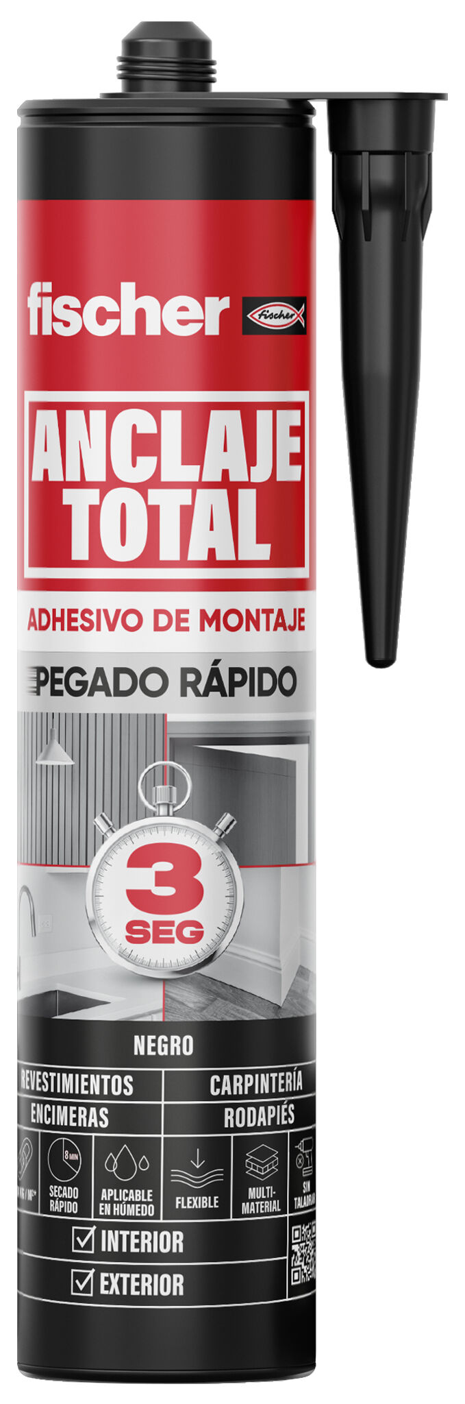 Product Picture: "Anclaje Total Negro - Adhesivo de montaje color negro (290 ml.)"