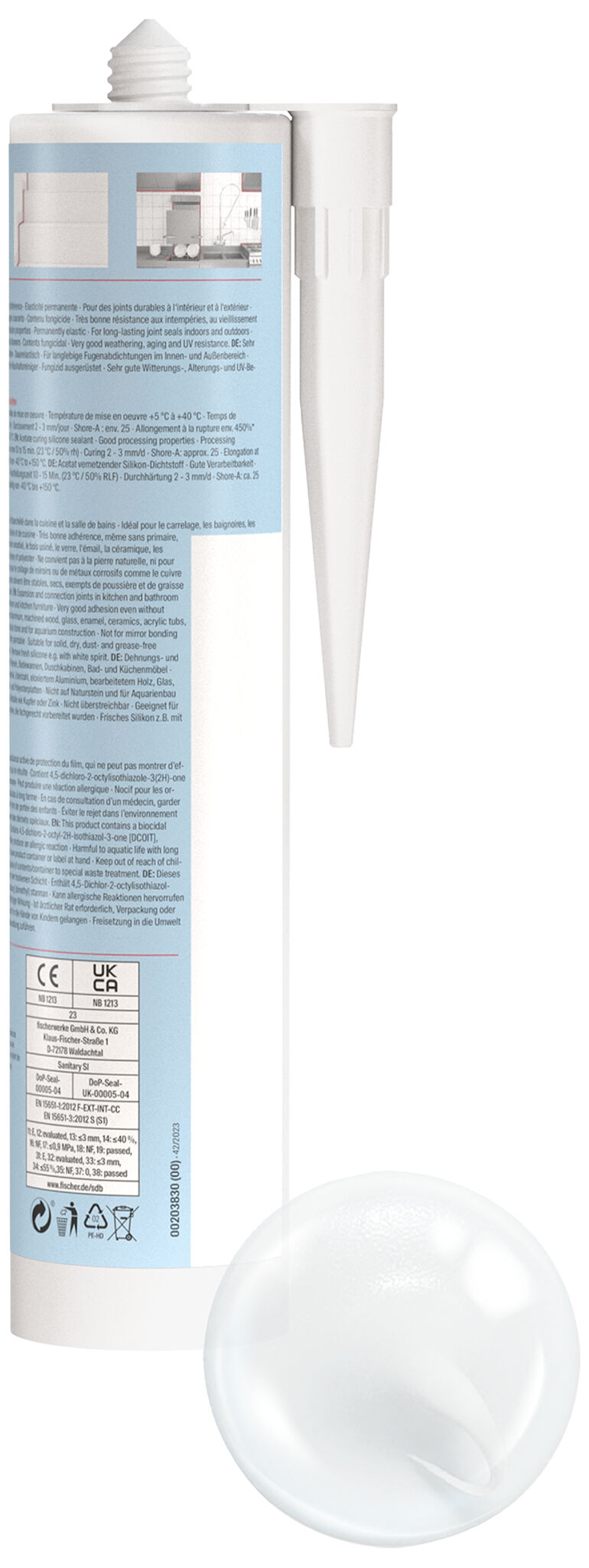 Product Picture: "fischer sanitary silicone Sanitary SI (DSSI) transparent 280 ml"
