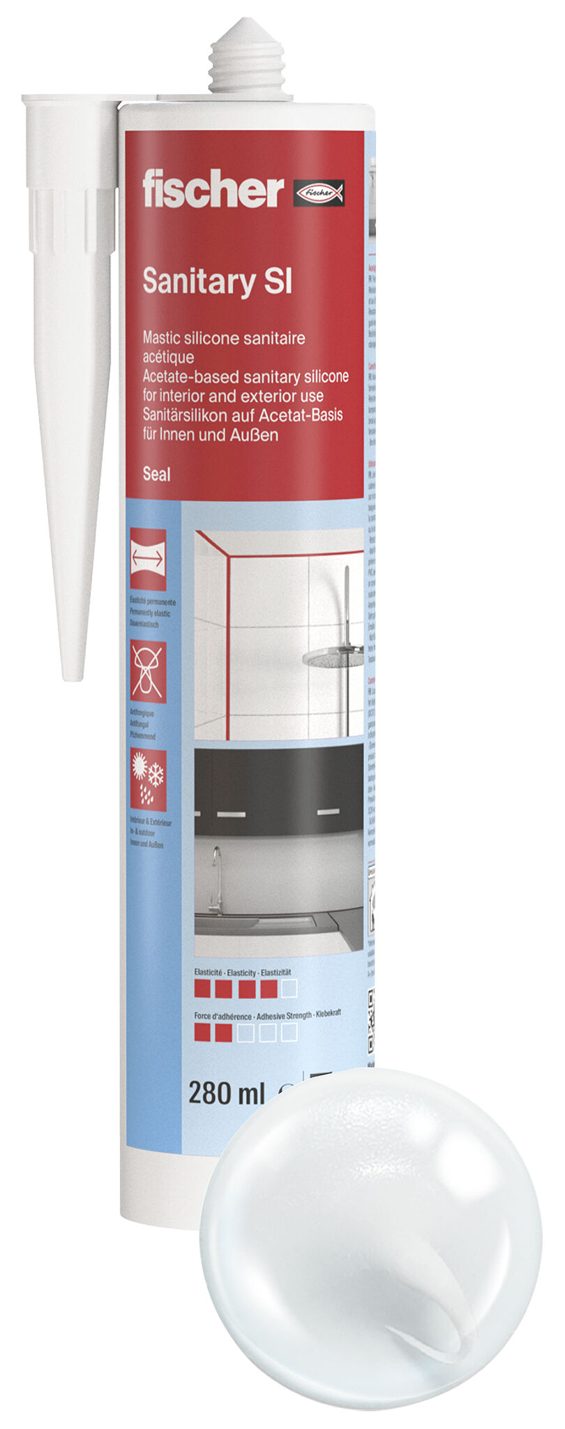 Product Picture: "fischer sanitary silicone Sanitary SI (DSSI) white 280 ml"