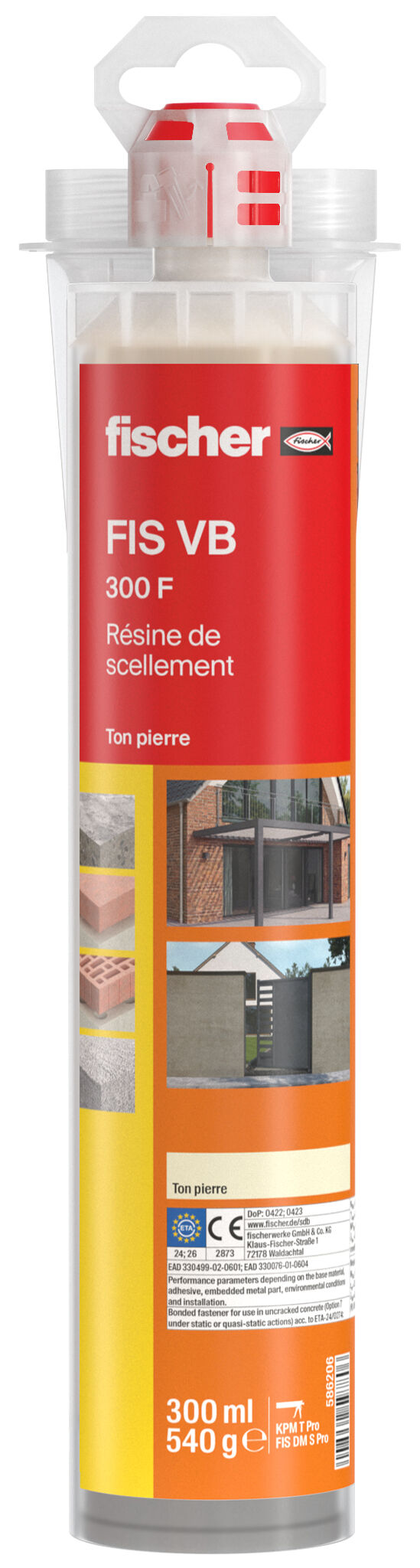 Product Picture: "Résine d'injection FIS VB 300 F CL en ton pierre / Cartouche de 300 ml avec 2 becs mélangeurs"