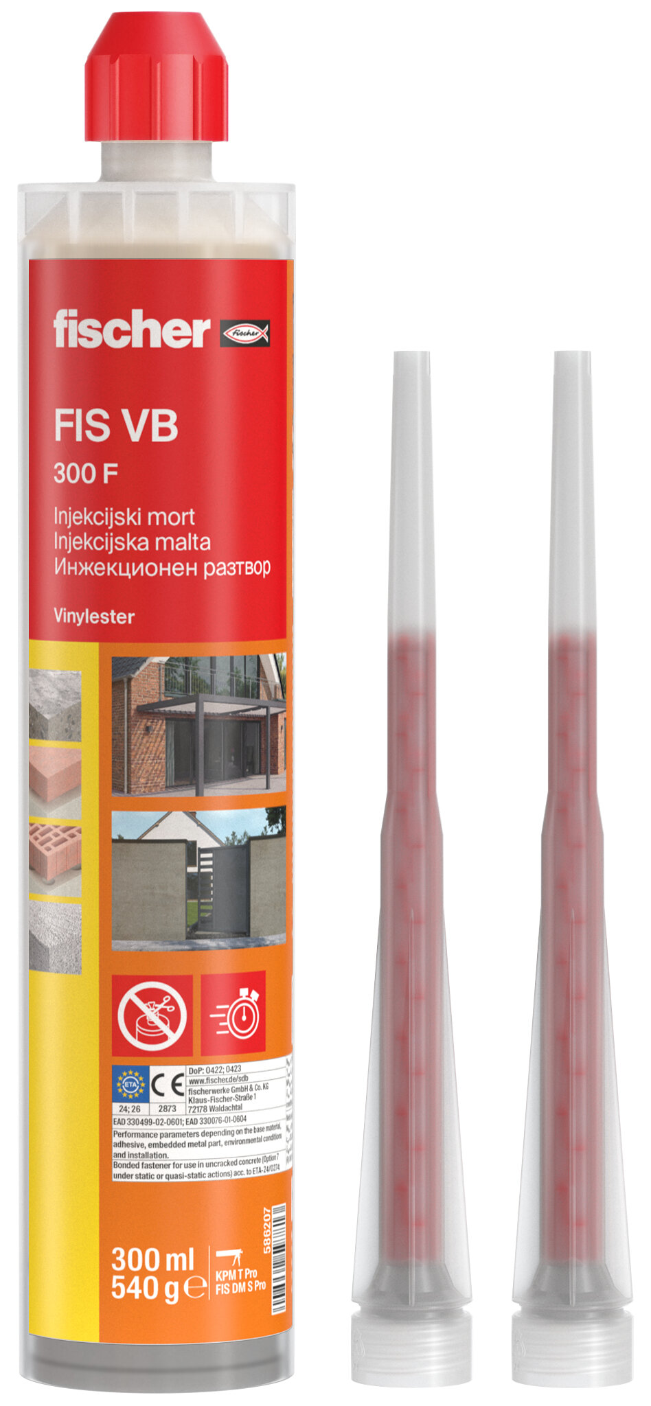 Product Picture: "fischer injection mortar FIS VB 300 F, 300 ml, cartridge plus two static mixers"