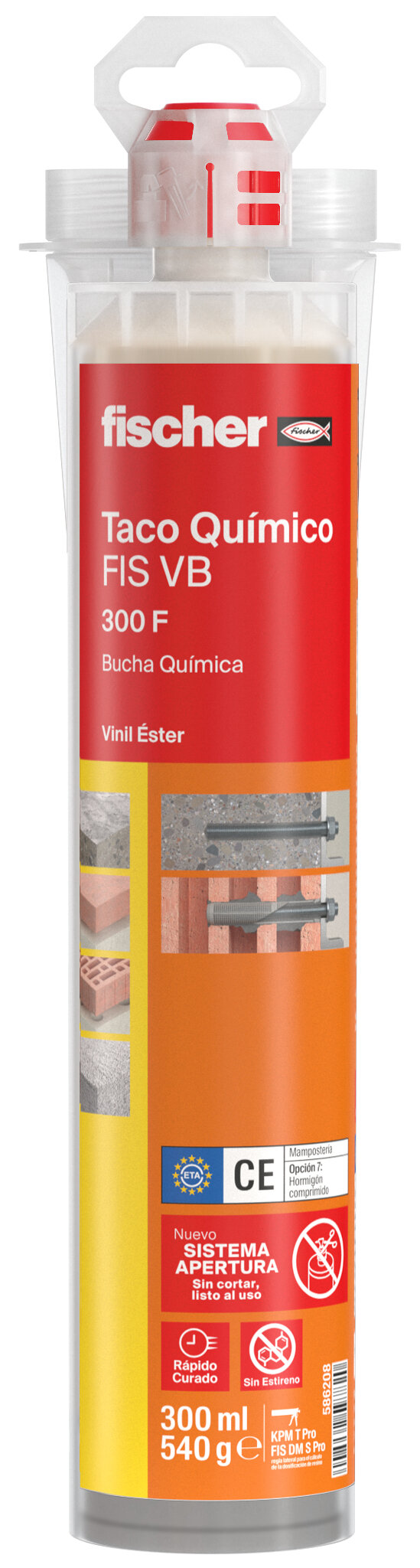 Product Picture: "fischer injection mortar FIS VB 300 F CL, 300 ml, cartridge, Top Cap plus two static mixers"