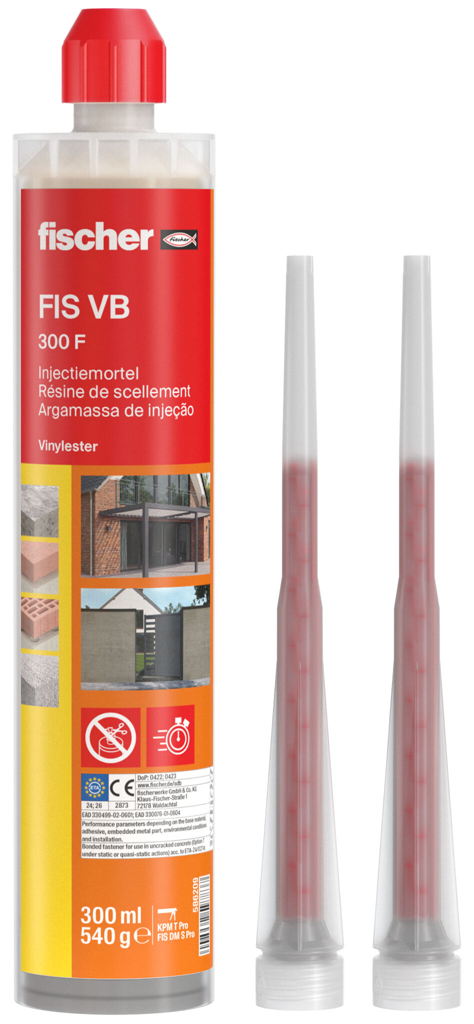 Product Picture: "Mortier d'injection fischer FIS VB 300 F, 300 ml, cartouche et deux mélangeurs statiques"