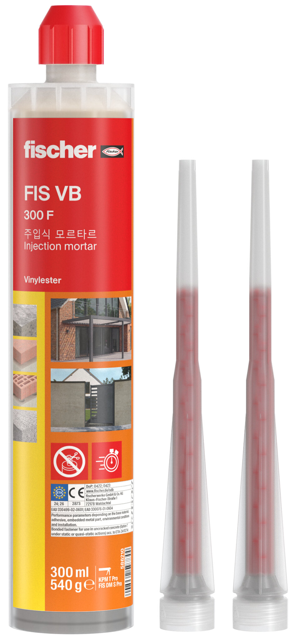 Product Picture: "fischer injection mortar FIS VB 300 F, 300 ml, cartridge plus two static mixers"