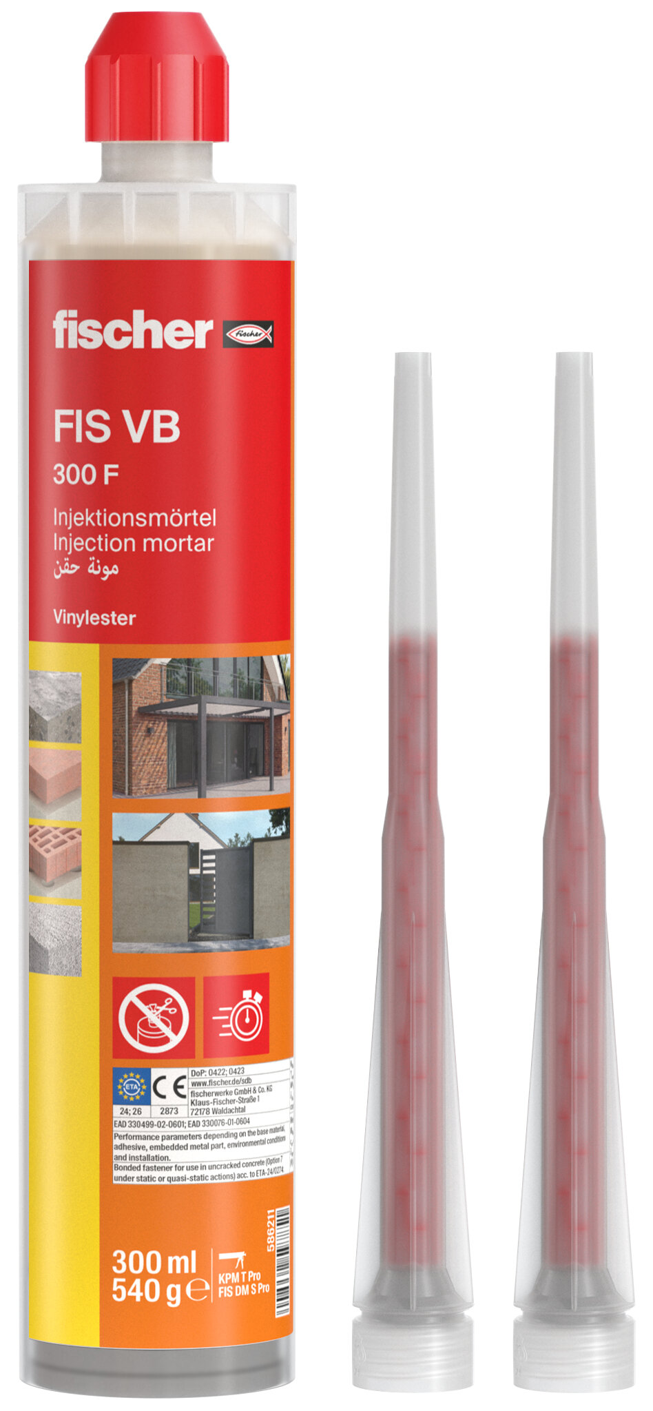 Product Picture: "fischer injection mortar FIS VB 300 F, 300 ml, cartridge plus two static mixers"