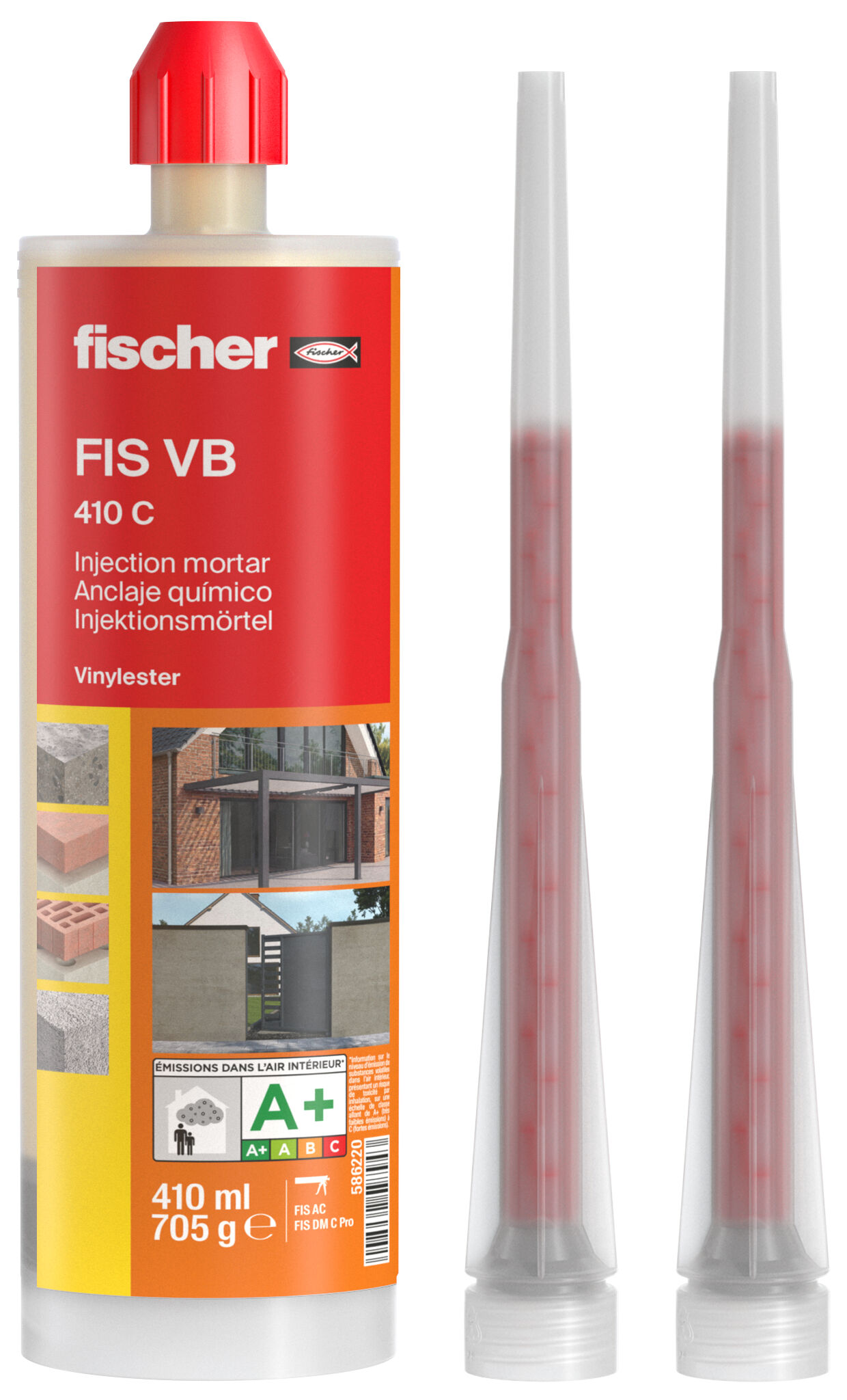 Product Picture: "fischer injection mortar FIS VB 410 C, 410 ml, cartridge plus two static mixers"