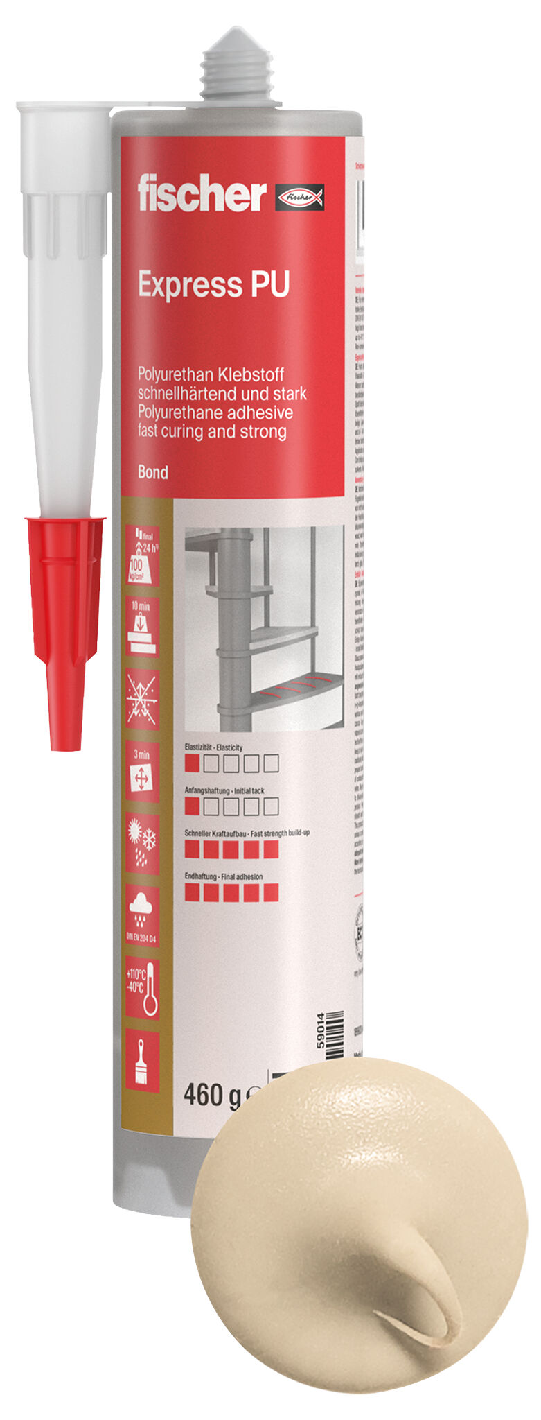 Product Picture: &quot;fischer adhesive Express PU beige 310 ml + gloves&quot;