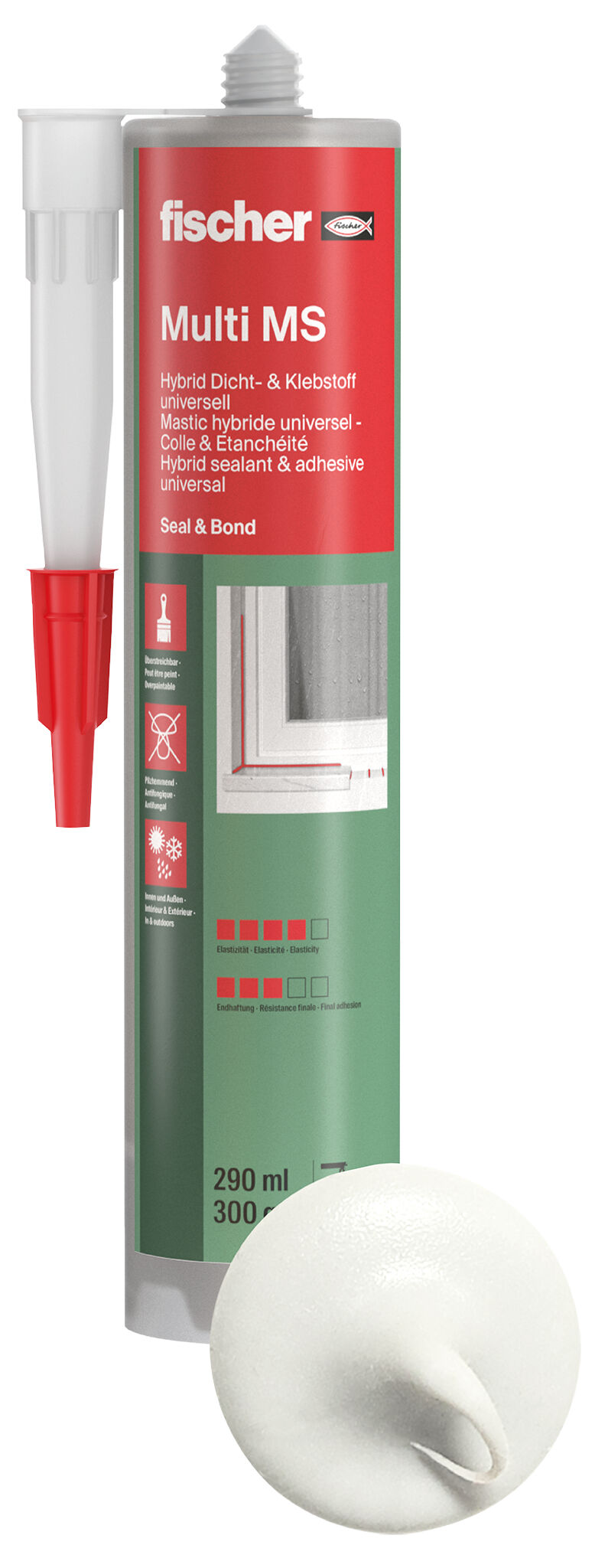 Produktbild: "fischer Dicht- und Bauklebstoff Multi MS weiß 290 ml"