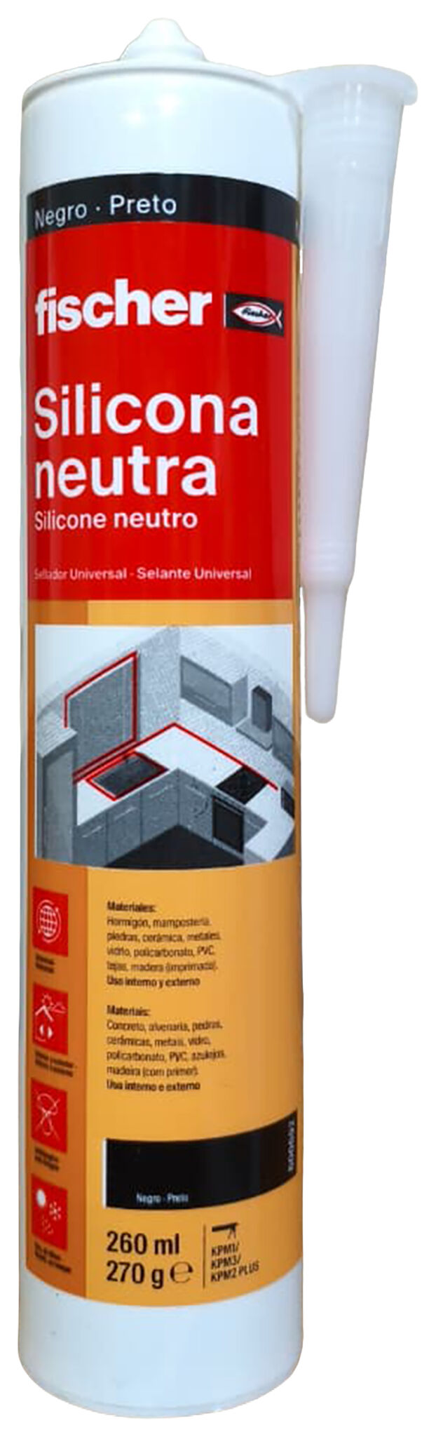 Product Picture: "Silicone Neutro Preto 260 ml fischer"