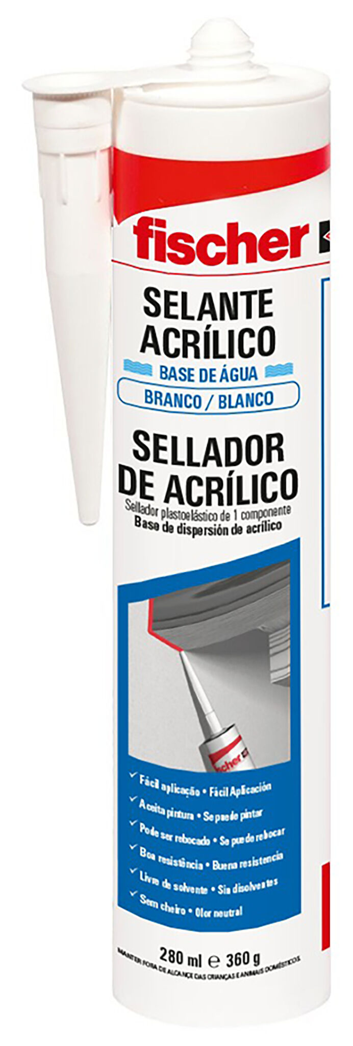 Product Picture: "fischer SELANTE ACRILICO BRANCO 360G"