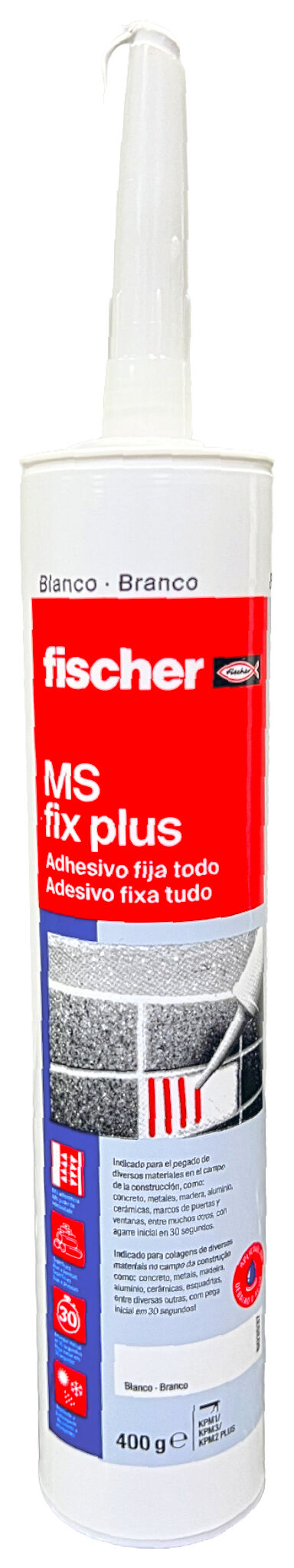 Product Picture: "Adesivo MS FIX PLUS 400g é o adesivo de alto desempenho para diversas aplicações com pega rápida."