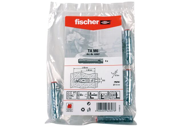 Packaging: "fischer Hulsanker TA M6 elektrolytisch verzinkt"