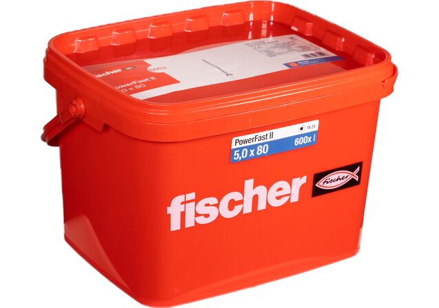 Product Picture: "fischer PowerFast FPF II CTX25P 5,0X80 BC 600 uppokantaruuvi TX tähtisyvennyksellä ja osakierteellä, sininen sinkitys."