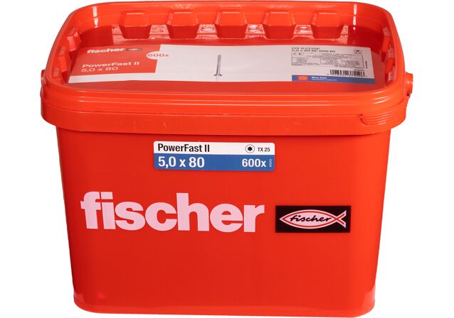 Product Picture: "fischer PowerFast FPF II CTX25P 5,0X80 BC 600 uppokantaruuvi TX tähtisyvennyksellä ja osakierteellä, sininen sinkitys."