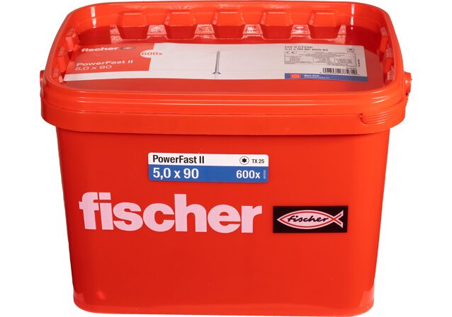 Product Picture: "fischer PowerFast FPF II CTX25P 5,0X90 BC 600 uppokantaruuvi TX tähtisyvennyksellä ja osakierteellä, sininen sinkitys."